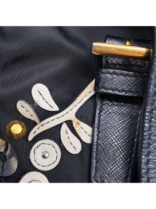 Prada Backpack Nylon Flower Triangle Logo Black